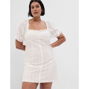 Gap white  Puff Sleeve Eyelet Mini Dress Sz xl